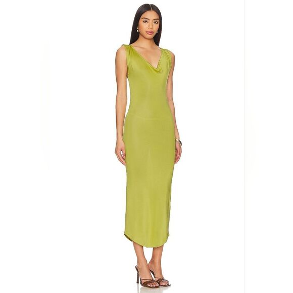 NWT Asta Resort Chloe Backless Maxi Dress Chartreuse Size Small - Picture 2 of 10